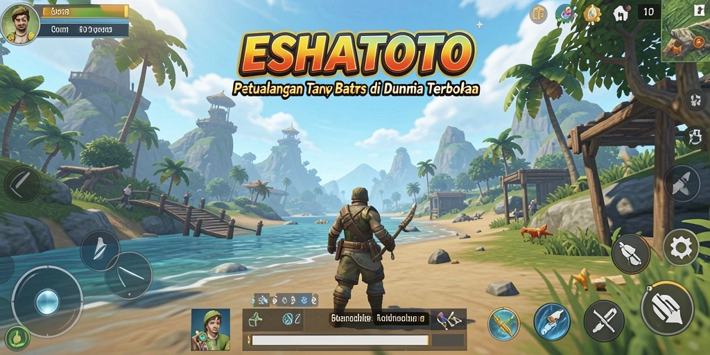 Tangkapan layar gameplay ESHATOTO yang menunjukkan dunia terbuka yang luas.
