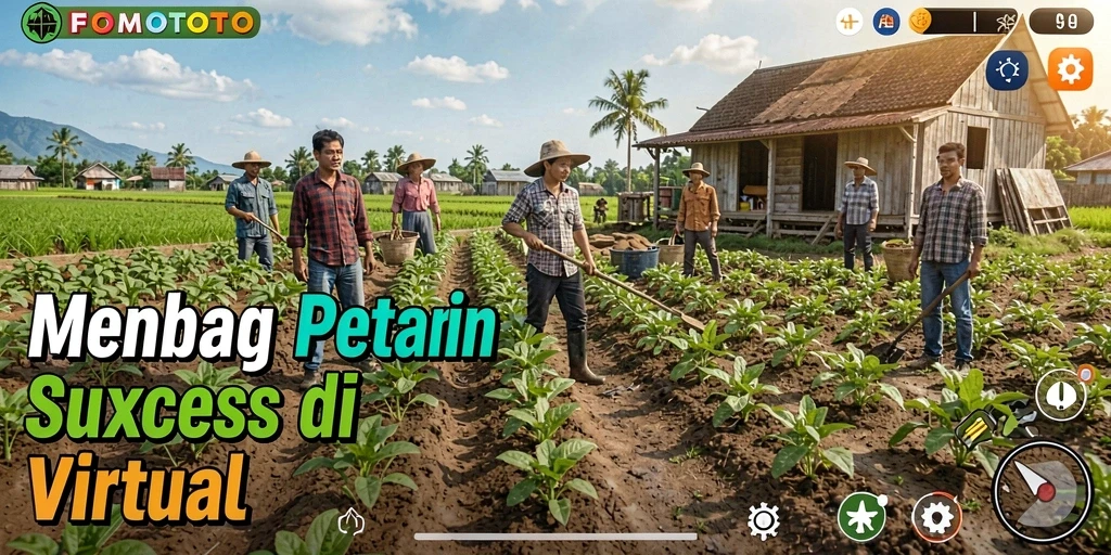 Tangkapan layar FOMOTOTO menampilkan petani yang sedang bercocok tanam di ladang.