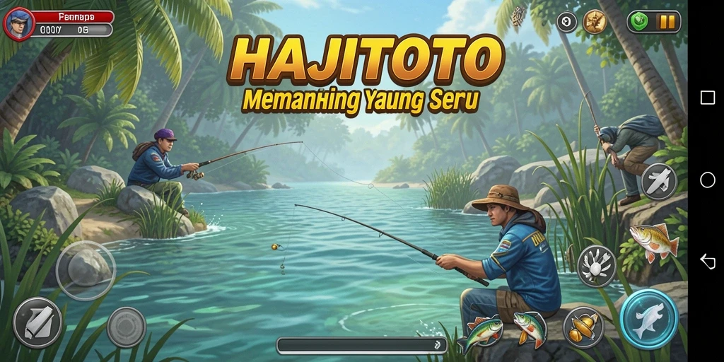 Screenshot gameplay HAJITOTO menampilkan aksi memancing yang seru dan menantang.