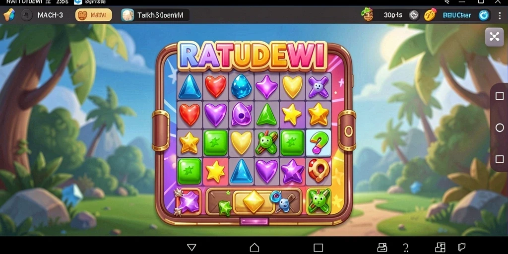 Tangkapan layar gameplay seru dalam permainan Match-3 RATUDEWI.