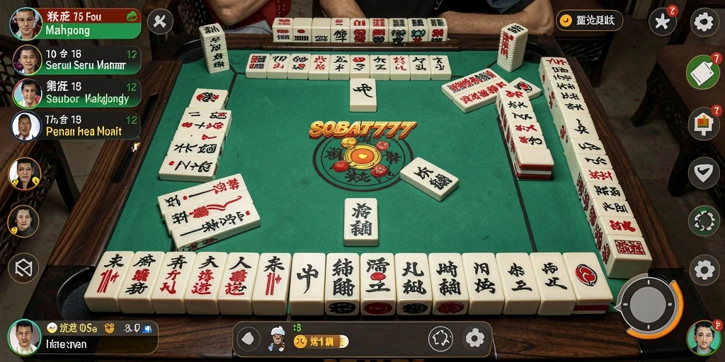 Screenshot gameplay SOBAT777 dengan tampilan menarik dari permainan Mahjong.
