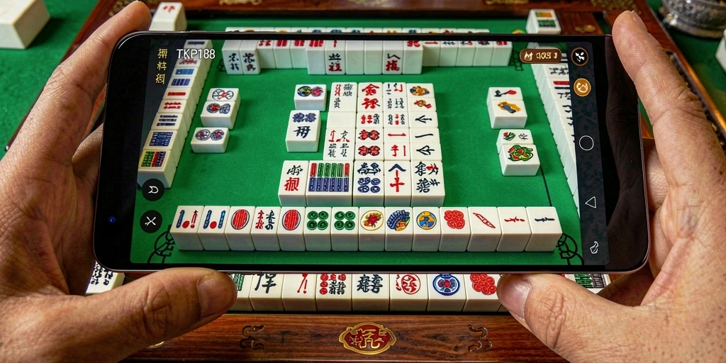 Screenshot utama TKP188 menampilkan gameplay Mahjong yang seru.